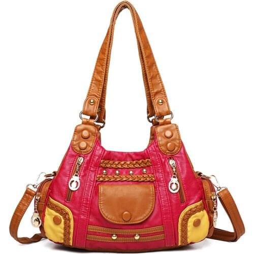 Vintage Panelled Female Tote Bags Luxury Designer Handbags High Quality Crossbody Bags for Women Leather Shoulder Bag Sac A Main