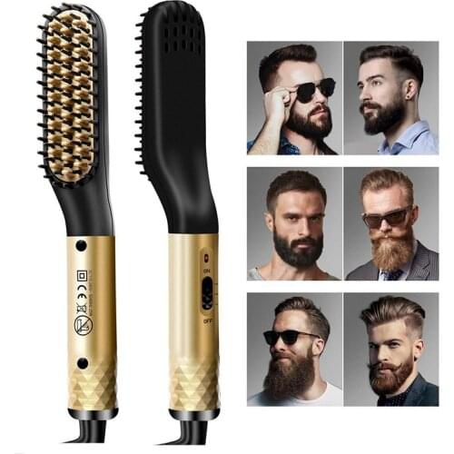 Beard Straightener for Men Hair Comb Brush Multifunctional Hair Straightening Comb Hair Curler Quick Beard Hair Styler