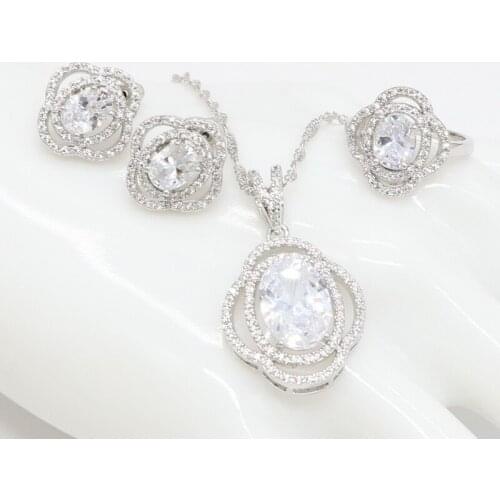 XUTAAYI High Quality Beautiful Round Baguette Shape Cubic Zirconia White Fashion Jewelry Set for Ladies