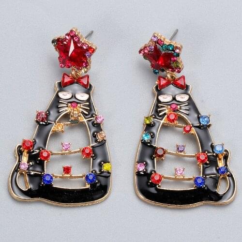 Fun Creative Cartoon Christmas Cute Cat Earring for Women Ornaments Statement Girl Teen Animal Jewelry Accessories Oorbellen