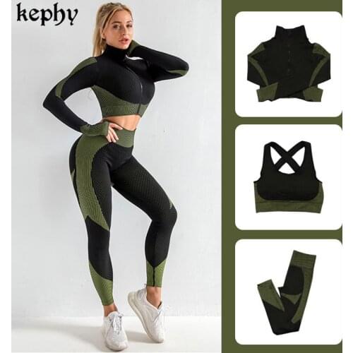 Seamless Women Yoga Sets Female Sport Gym suits Wear Running Clothes women Fitness Sport Yoga Suit Long Sleeve yoga clothing