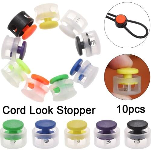 New Hot 10Pcs Multi-colors Plastic Stopper Transparent Double Hole Cord Lock Bean Toggle Clip DIY Sportswear Sewing Accessories