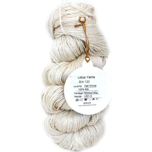 100g Hank 100% Silk Yarn For Hand Knitting Crochet Natural Undyed White DIY Silk 120