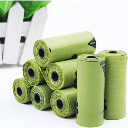 15pcs(roll)/lot Biodegradable Dog Poop Bags Earth-Friendly Green Garbage Bag Cat Waste Bag