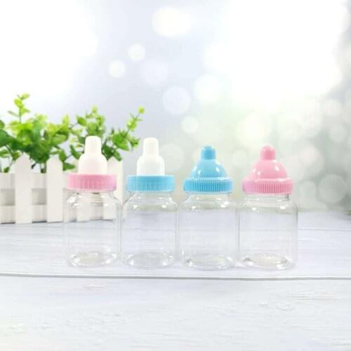 24Pcs Pink Plastic Pacifier Bottles Transparent Candy Milk Packaging Box Baby Shower Favors Decor Keepsake Christening Gift Box