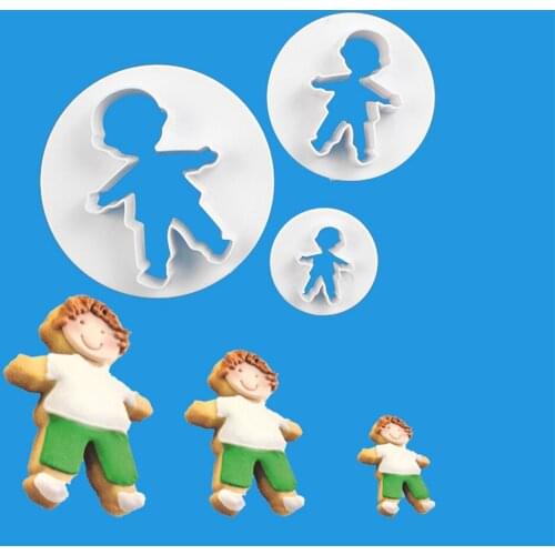 3 Pcs/Set Food Grade Plastic Girl Boy Shape Cookie Biscuit Cutter Cake Mold DIY Mould Baking Cake Decorating Tools