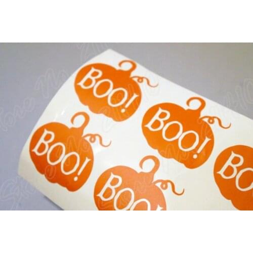 48 Pumpkin Sticker Thanksgiving Halloween Invitation Seals Envelope Seal BOO Decals Window Deca Removable vinyl Wall Decal B258