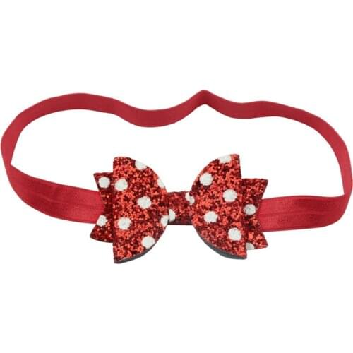 50pcs/lot , 3inch Glitter bow with headband Onion powder polka dot bow hair band sequin bow girl jewelry hot sale