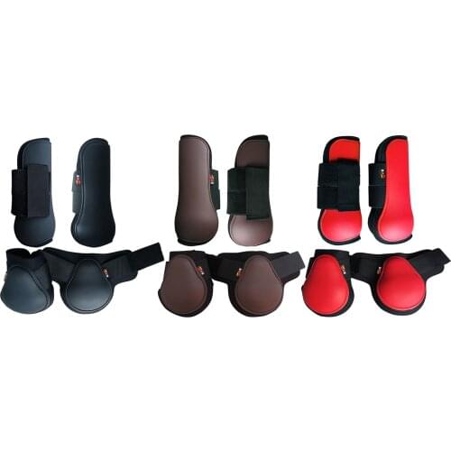 Horse Tendon Fetlock Boots Set of 4 Adjustable Brace Guards Protection Wrap