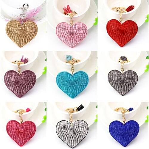 Diamond Love Car Pendant Key Chain Ring Accessories Lovely Tassel Key Chain Men And Womens Creative Bag Pendant Accessories