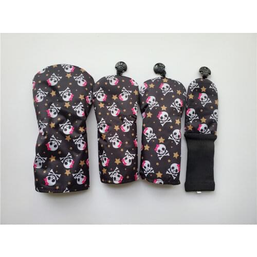 Skull Love Golf Head Cover Golf Woods Cover White/Gray Golf Driver Head Cover + Fairway Woods + UT Head Cover EMS Free Shipping