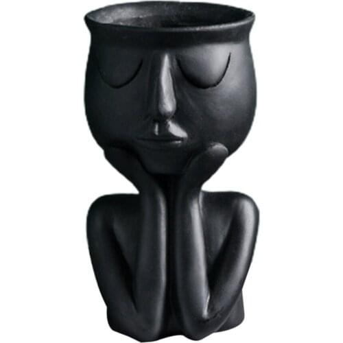 Human Sculpture Vase Art Ceramic Flower Pot Resin Nordic Landscape Decor Creative Garden Supplies Abstract Character Tabletop
