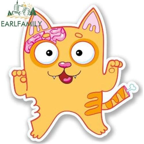 EARLFAMILY 13cm x 12cm Cartoon Car Sticker Zombie Cat Vinyl Stickers Laptop Travel Luggage Decal Waterproof Window Accessories