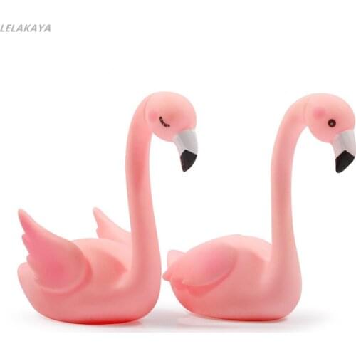 Animal Action Figure Printed Cartoon Pink Flamingo Cake Decoration Wedding Supplies Silicone Soft Birthday Cake Decorating Doll