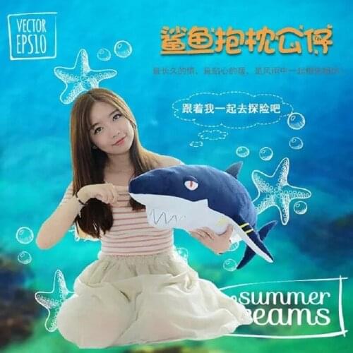 80cm Stuffed Animal Shark Funny Soft Bite Shark Plush Toy Pillow Appease Cushion Gift For Children