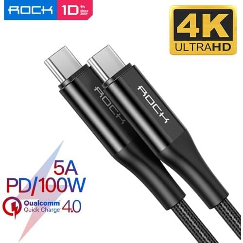 ROCK USB 3.1 Type C to USB C Cable for Huawei Samsung S9 S10 PD 100W Quick Charge 4.0 USB-C Fast Charge Cable for MacBook Pro