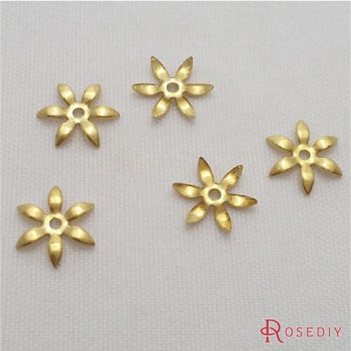 Wholesale 8mm No Plated Natural Color Flower Brass Beads Caps Diy Jewelry Findings Accessories 200 pieces(JM7147)