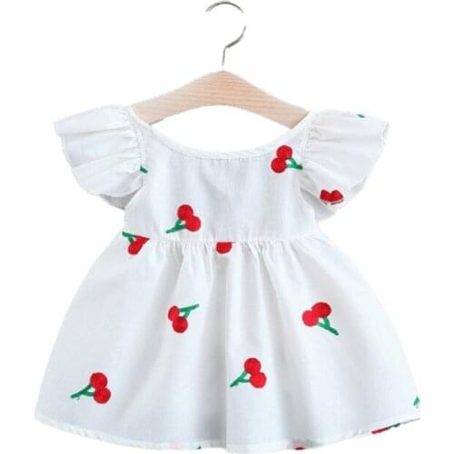 Cherry Print Summer Dress 2021 Light Beach Vest Dress for Girls Tank Princess Dress Fancy Toddler Baby Dress Fashion Kids Clothe
