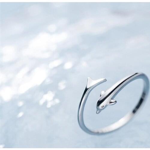 Sweet Cute Mini Dolphin Whale Fresh Female Resizable Opening Rings