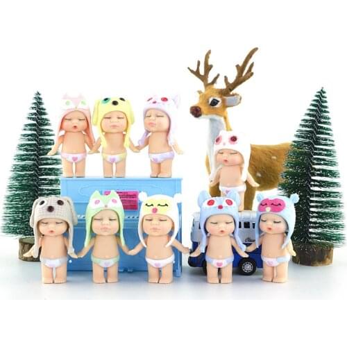 9cm Palm Doll Mini Cartoon Sleeping Doll Figure Ornaments Baby Doll House Accessories Cute Toys for Children Adult