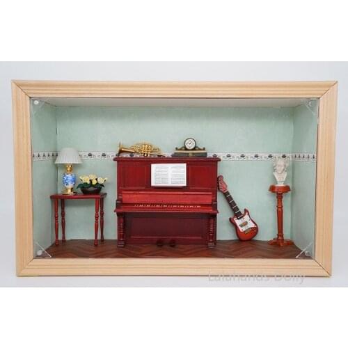24pcs/1set DIY Dollhouse Miniature Music Room Model Decoration for The Dollhouse Furniture Accessories
