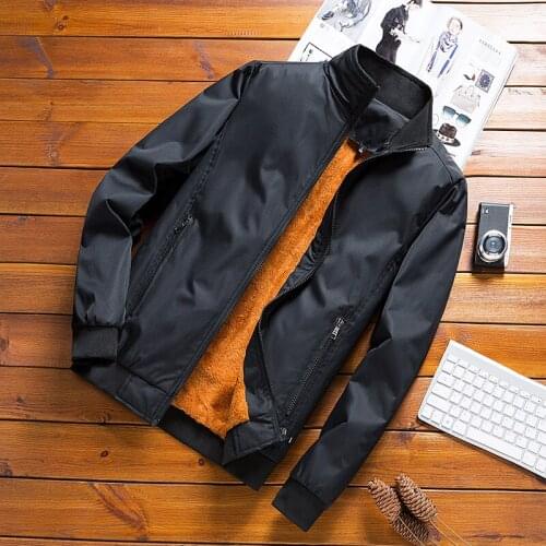 Mens Winter Jacket New Plus Cashmere Blouson Male Stand Collar Cotton Padded Thick Jackets Parka Warm Coats