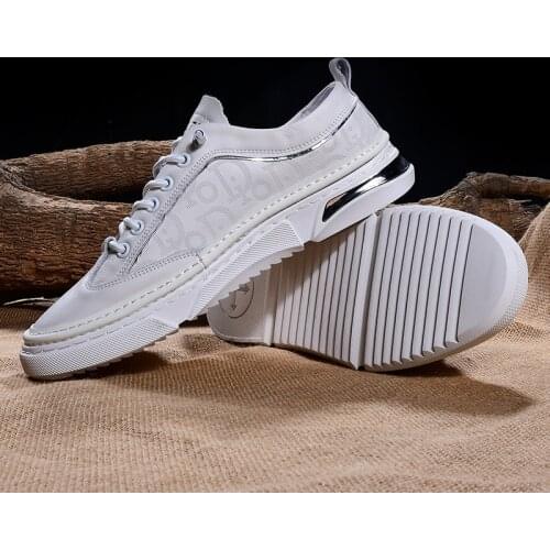 Leather sneakers mens shoes spring new first layer cowhide casual leather shoes mens white shoes