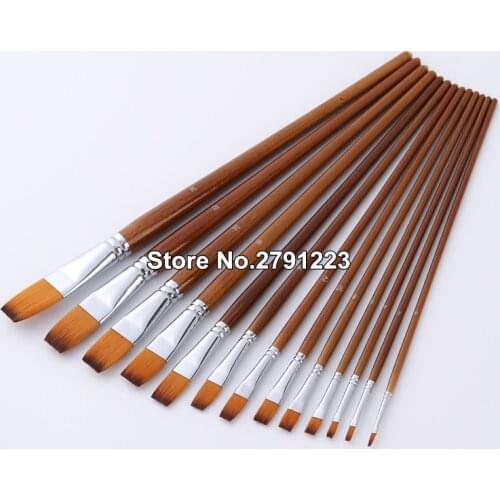 13Pcs Professional Artist Nylon Painting Brush Set Long Handle School Drawing Tool Watercolor Oil Paint Brush For Art Supplies
