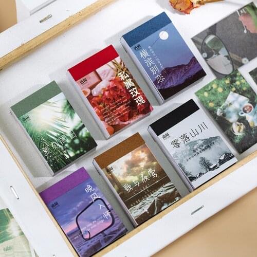 50 Sheets Stationery Stickers Natural Scenery&Art Paintings Book Aesthetic Landscape Cute Bullet Journaling Decor Sticker