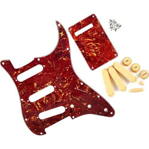 NEW Set of Red Tortoise Guitar Pickguard ST 11 Holes SSS Back Plate Guitar Pickup Covers 2T1V Knobs Switch Tip Whammy Bar Tip