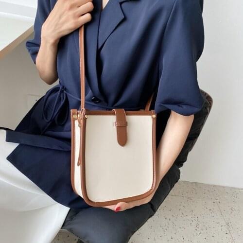 New Style Female All-match Teens Trendy Canvas Handbag Solid Color Women Messenger Bag and Crossbody Bag