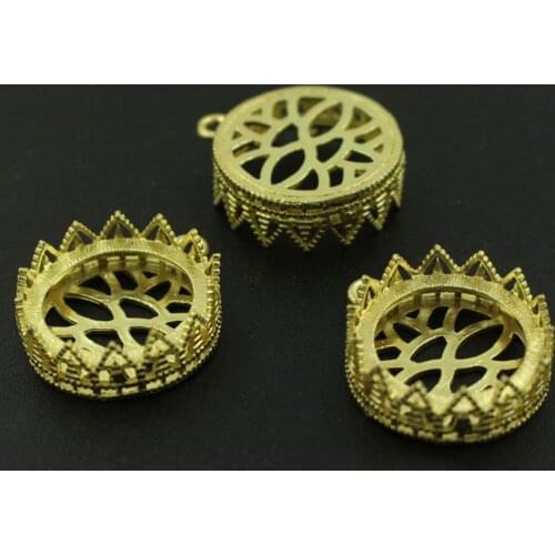 Open Back Pendant Strong Crown Bezel Base Setting fit 12mm 20mm 25mm Round Cameo Cabochon Findings DIY Jewelry Making