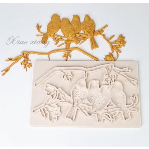 Bird And Branch Silicone Fondant Molds For Baking Cake Decorating Tools Chocolate Gumpaste Mold Kitchen Cake Modle Tools M2128