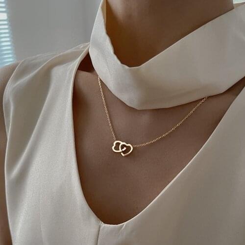 Romantic Simple Gold stainless steel 316L necklace women chain choker heart necklace for woman jewelry