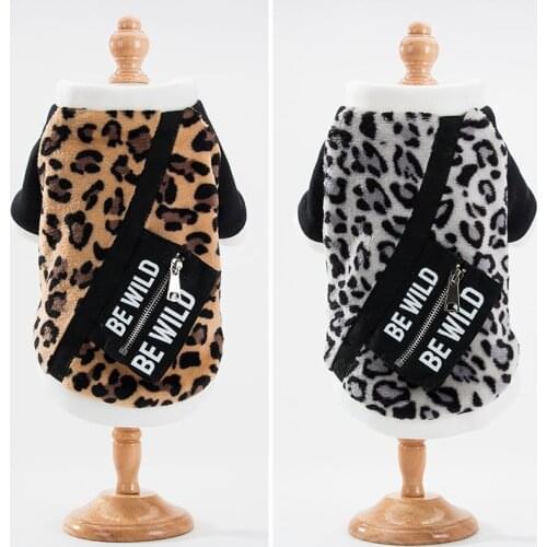 Cute Leopard Print Cotton Down Jacket Pet Warm Clothes For Small Mediun Dogs Cats Puppy Winter Coat Chihuahua Yorkies Clothing