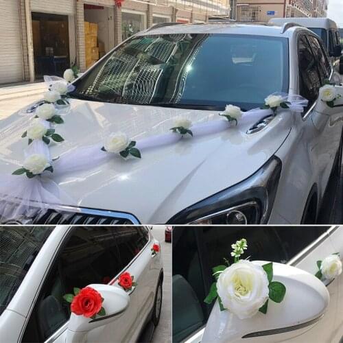 Wedding Car Mirror Handle Decoration Artificial Flowers Bridal Party Decor Fabric Flowers Decor