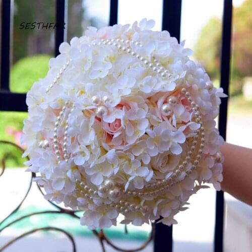 Wedding Bouquet Handmade Artificial Flowers Blush Pink Brooch Bridal Wedding Bouquet For Wedding