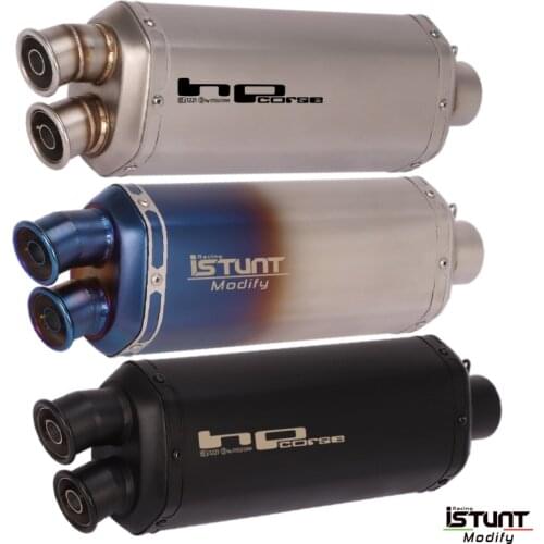 Universal 51MM Motorcycle HP Exhaust Pipe Escape Double Hole Silencer Muffler DB Killer For F750GS F850GS R1200GS Tiger 900 ADV