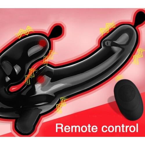 Strapless Strap-on Dildo Vibrator For Couples Strapon For Lesiban Wireless Remote Control Double-heads Vibrator Adult Sex Toys