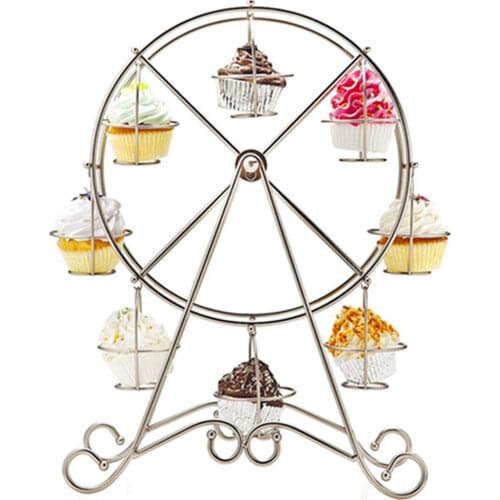 8 Holes Ferris Wheel Cake Holder Rotating Cake Display Stand Wedding Party Birthday Cupcake Dessert Decor Kitchen Tool TW015