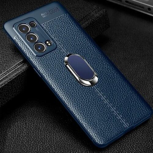 For OPPO Reno 6 Pro Reno 5 case Reno 4 Lite Z 5G 4F Slim Soft silicone Fiber Find Ring Holder cover for OPPO Find X3 Lite Neo