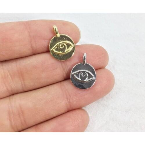 Eruifa 20pcs 11mm Eye Zinc Alloy Jewelry DIY Charms Pendant Necklace, Earring Bracelet 2 Colors