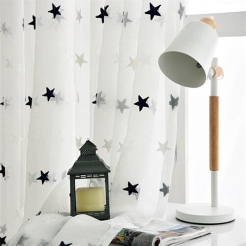 Star Embroidery Window Curtain Yarn White Tulle Kids Curtains For Living Room Bedroom Study Rideaux Voilage Drapes