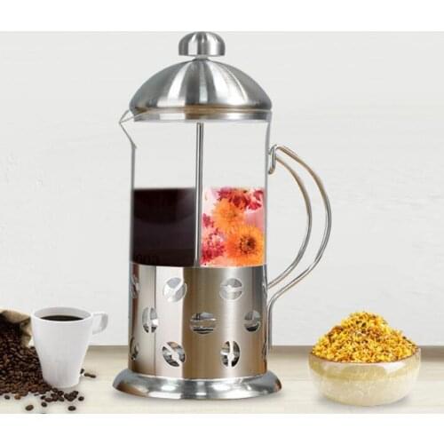 Stainless Steel & Glass Coffee Tea Pot with Filter Safe Tea Kettle Blooming and Loose Leaf Tea Maker Set for Outdoor Tableware