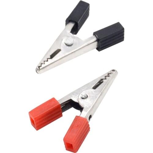 10PCS Insulated Crocodile Clips Plastic Handle Cable Lead Testing Metal Alligator Clips Clamps 35mm Length