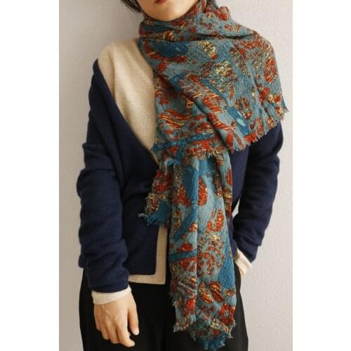 100%lambswool women antique print fashion scarfs shawl pashmina 80x180cm retail wholesale