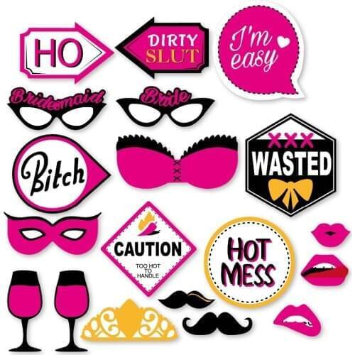 19pcs/set Hen Do Party Decorations DIY Ms Bikini Photobooth Props Bachelor Theme Party Photobooth Props PZ010