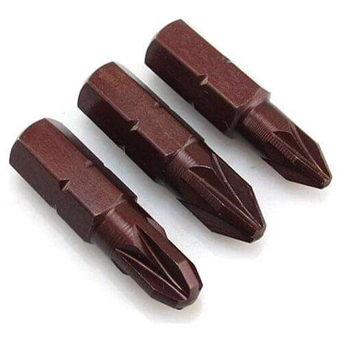3 Pcs/set 1/4" 25mm Pozidriv Screwdriver Bits S2 Material Electric Screwdriver Head Power Driver Tools PZ1 PZ2 PZ3