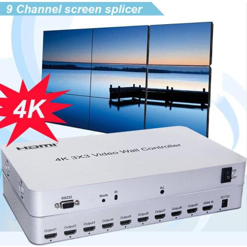 4K 3x3 Multi Screen Stitching Processor Video Wall Controller 3x2 2x2 1x3 2x3 4x2 2x4 3x4 4x4 9 Channel HDMI Big Screen Splicer
