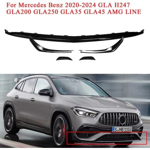 5Pcs Front Bumper Lip Body Spoiler Splitter Fins Trim for Mercedes Benz 2020-2024 GLA H247 GLA200 GLA250 GLA35 GLA45 AMG LINE